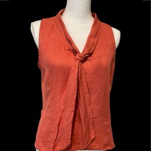 STELLA MARTINI RUSTY ORANGE LINEN TOP, SIZE MEDIUM